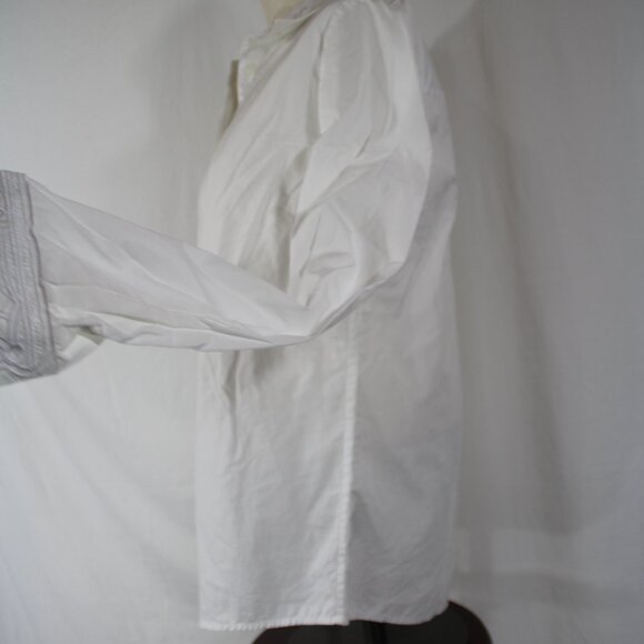 Tory Burch size 8 white cotton Murphy shirt lace embroidered collar & cuffs - Picture 4 of 11